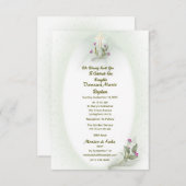 Groen & Wit bloemendoop uitnodiging platte kaart (Voorkant / Achterkant)