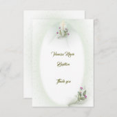Groen&Wit bloemendoopsel plat bedankkaartje Bedankkaart (Voorkant / Achterkant)