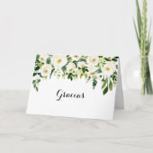 groen wit bloemengevouwen bruiloft gracias Kaart (Voorkant)
