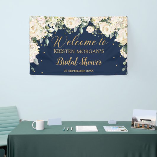 Groen wit bloemenhortensia's vrijgezellenfeest spandoek (Beurs)