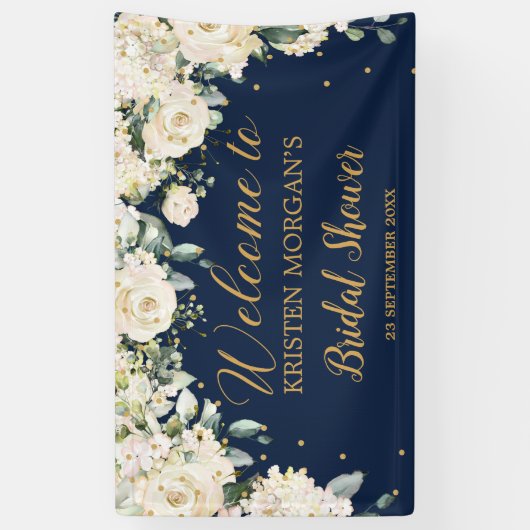 Groen wit bloemenhortensia's vrijgezellenfeest spandoek (Verticaal)