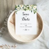 Groen Wit Bloemenkalligrafie Save the Date Briefkaart