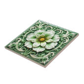Groen & Wit Bloemige Harmonie Keramische Tegel Tegeltje (Zijkant)