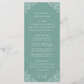 Groen wit botanisch blad tekening monogram bruilof menu (Achterkant)