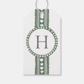 Groen & Wit Botanisch Blokdruk Huwelijk Cadeaulabel (Voorkant)