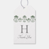 Groen & Wit Botanisch Blokdruk Huwelijk Cadeaulabel (Voorkant)
