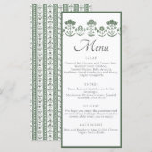 Groen & Wit Botanisch Blokdruk Huwelijk Menu (Voorkant / Achterkant)