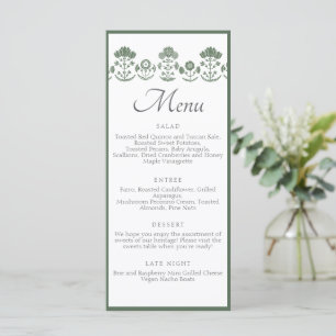 Groen & Wit Botanisch Blokdruk Huwelijk Menu
