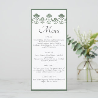 Groen & Wit Botanisch Blokdruk Huwelijk Menu