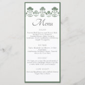 Groen & Wit Botanisch Blokdruk Huwelijk Menu (Voorkant)