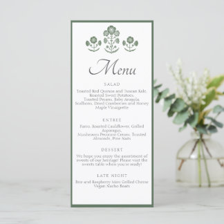 Groen & Wit Botanisch Blokdruk Huwelijk Menu
