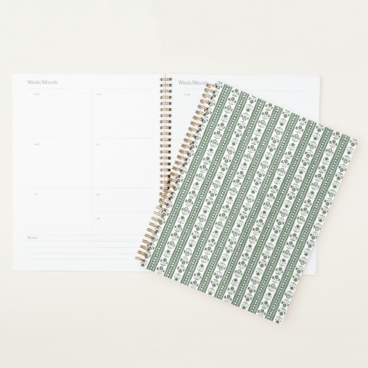 Groen & Wit Botanisch Blokdruk Huwelijk Planner (Display)