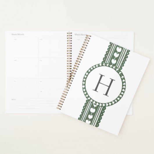 Groen & Wit Botanisch Blokdruk Huwelijk Planner (Display)