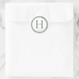 Groen & Wit Botanisch Blokdruk Huwelijk Ronde Sticker
