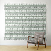 Groen & Wit Botanisch Blokdruk Huwelijk Wandkleed (In Situ (horizontaal))