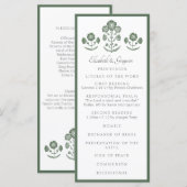 Groen & Wit Botanisch Blokdruk Menu (Voorkant / Achterkant)