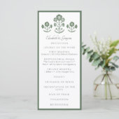 Groen & Wit Botanisch Blokdruk Menu (Staand voorkant)