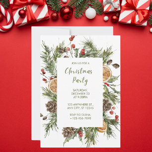 Groen-wit Botanisch Kerstfeest Kaart