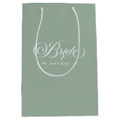 Groen Wit Bruid Elegant Script Typografie Medium Cadeauzakje (Voorkant)