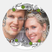 Groen wit bruiloft gunst zegels (Voorkant)