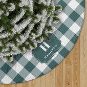 Groen & Wit Buffalo Plaid Monogram Boomrok Kerstboom Rok