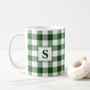 Groen wit buffelpatroon met monogram koffiemok