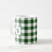 Groen wit buffelpatroon met monogram koffiemok (Voorkant links)