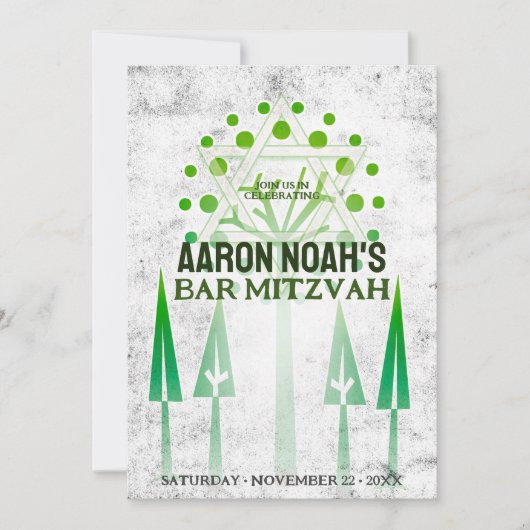 Groen Wit Buiten Bomen van het Leven Bar Mitzvah (Voorkant)