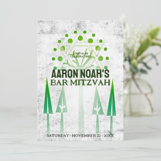 Groen Wit Buiten Bomen van het Leven Bar Mitzvah (Staand voorkant)