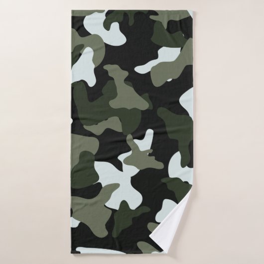 Groen wit camouflage legerpatroon badhanddoek (Badhanddoek)