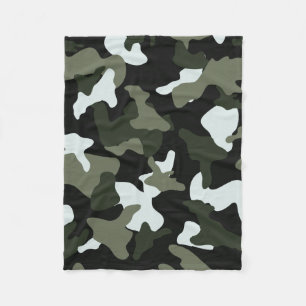 Groen wit camouflage legerpatroon fleece deken