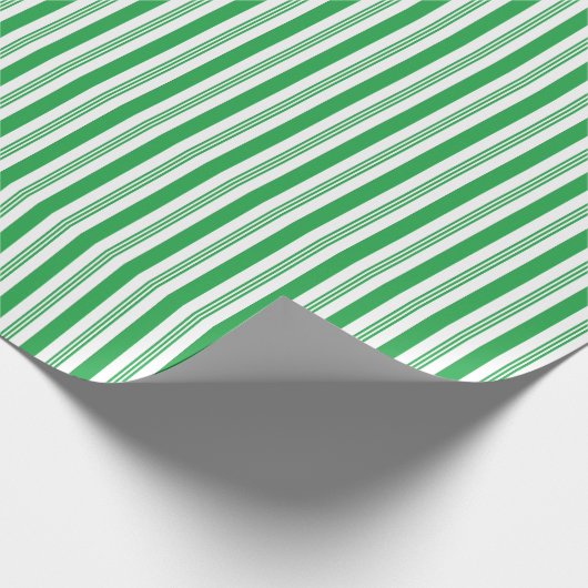 Groen & Wit Candy Cane Gestreept Inpakpapier (Hoek)