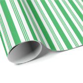 Groen & Wit Candy Cane Gestreept Inpakpapier (Rol Hoek)