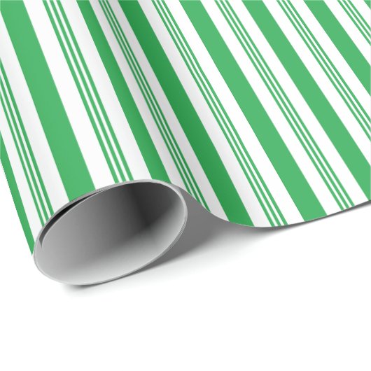 Groen & Wit Candy Cane Gestreept Inpakpapier (Rol Hoek)