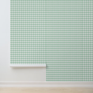 Groen Wit Checker Diamant Patroon Behang