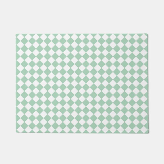 Groen Wit Checker Diamant Patroon Deurmat (Voorkant)