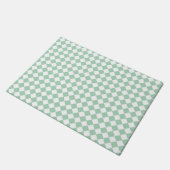 Groen Wit Checker Diamant Patroon Deurmat (Schuin)