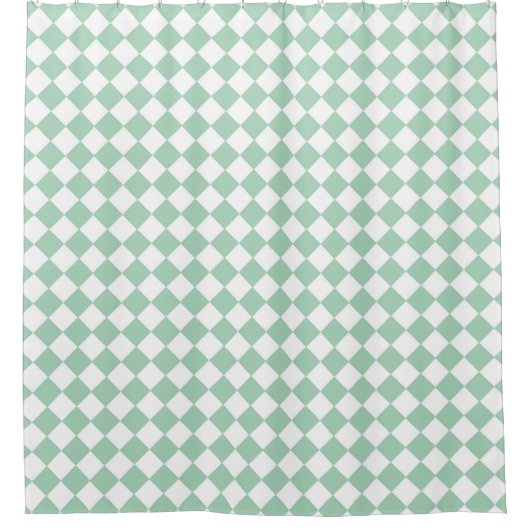Groen Wit Checker Diamant Patroon Douchegordijn (Voorkant)