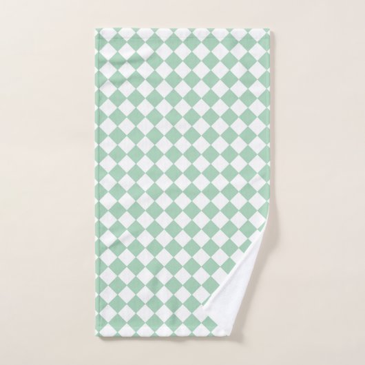 Groen Wit Checker Diamant Patroon Handdoek (Handdoek)