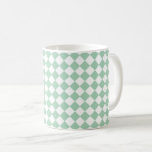 Groen Wit Checker Diamant Patroon Koffiemok