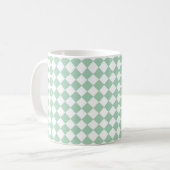 Groen Wit Checker Diamant Patroon Koffiemok (Voorkant links)