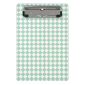 Groen Wit Checker Diamant Patroon Mini Klembord (Voorkant)