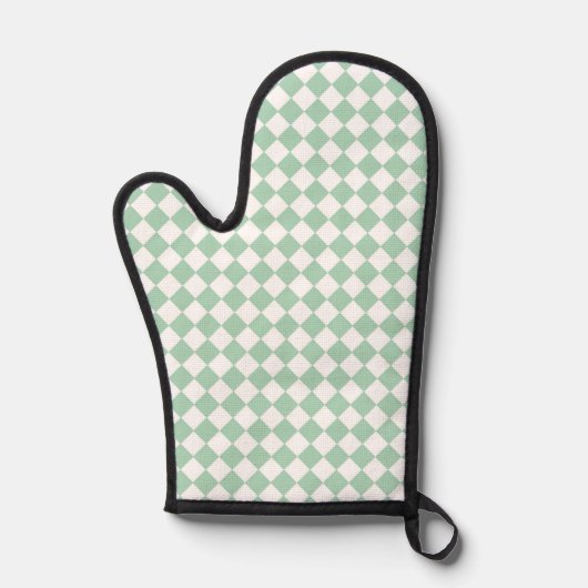 Groen Wit Checker Diamant Patroon Ovenwant (Voorkant)