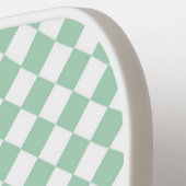Groen Wit Checker Diamant Patroon Pickleball Paddle (Links Detail)