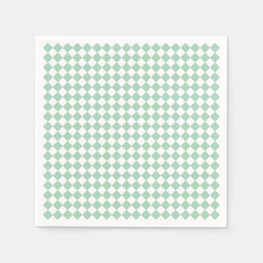Groen Wit Checker Diamant Patroon Servet (Voorkant)