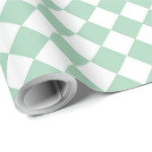Groen Wit Checker Diamant Patroon Wrapping Papier (Rol Hoek)