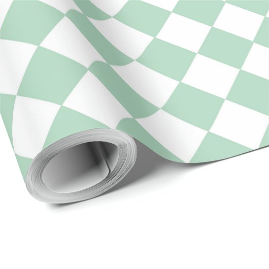 Groen Wit Checker Diamant Patroon Wrapping Papier (Rol Hoek)