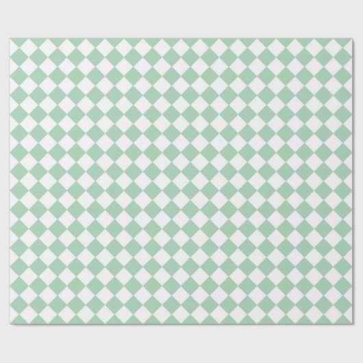 Groen Wit Checker Diamant Patroon Wrapping Papier (Vlak)