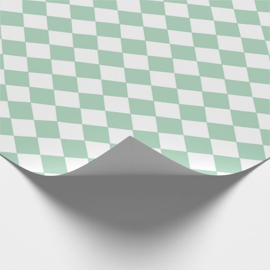 Groen Wit Checker Diamant Patroon Wrapping Papier (Hoek)