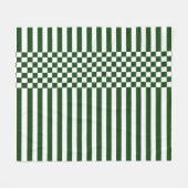 Groen & Wit Checker & Strepen herhalen patroon Fleece Deken (Voorkant (Horizontaal))